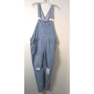Wild Fable Bib Overalls Womens Size XXL Blue Denim Distressed Stretch